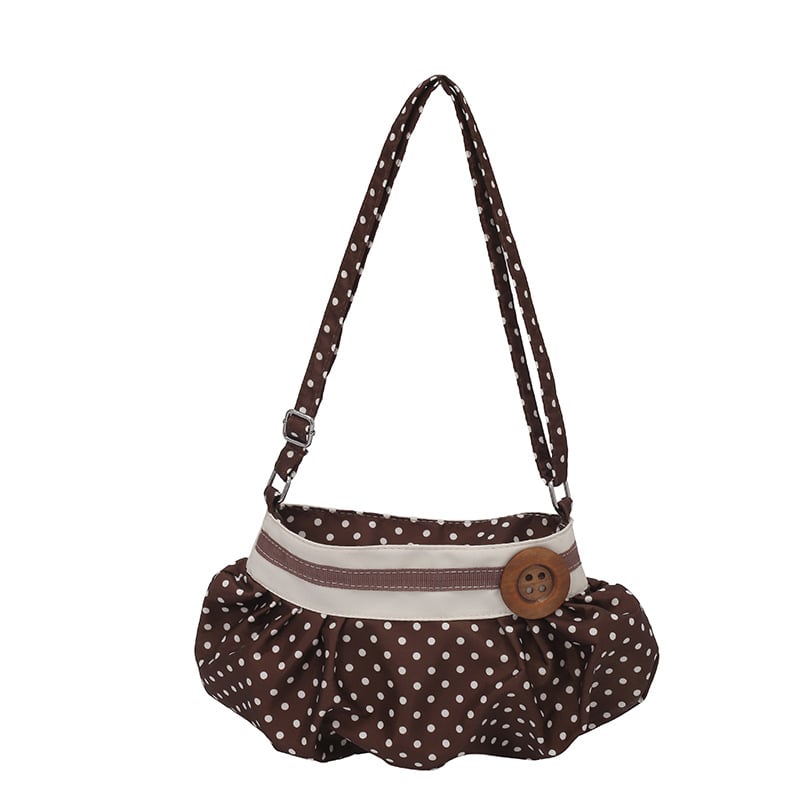 Geantă de damă din nylon, în formă de nor, imprimeu cu buline, geantă ușoară de lux pentru umăr/crossbody, vară 2026