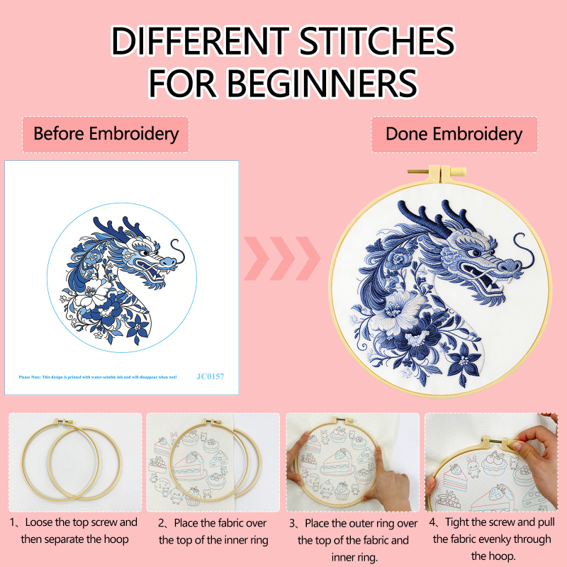 Tablou brodat cu dragon bleu‑alb, în stil nou chinezesc, pentru decorul biroului și antreului, piesă decorativă lucrată manual