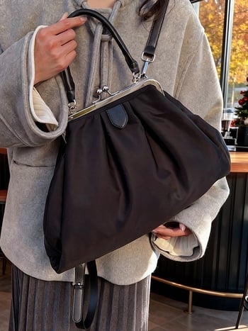 Geantă de mână în formă de nor, plisuri drăguțe, închidere cu clips, pentru femei, model nou 2026, geantă crossbody casual minimalist