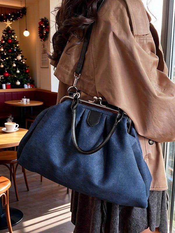 Geantă de mână în formă de nor, plisuri drăguțe, închidere cu clips, pentru femei, model nou 2026, geantă crossbody casual minimalist