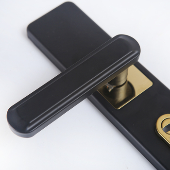 Încuietoare cu mâner din fier/aluminiu pentru uși interioare din lemn, ambidirețională, încuietoare de securitate