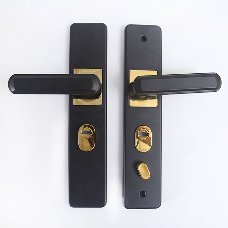 Încuietoare cu mâner din fier/aluminiu pentru uși interioare din lemn, ambidirețională, încuietoare de securitate