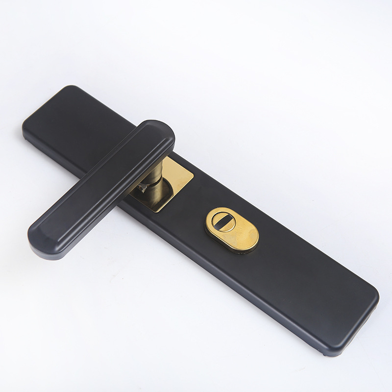 Încuietoare cu mâner din fier/aluminiu pentru uși interioare din lemn, ambidirețională, încuietoare de securitate