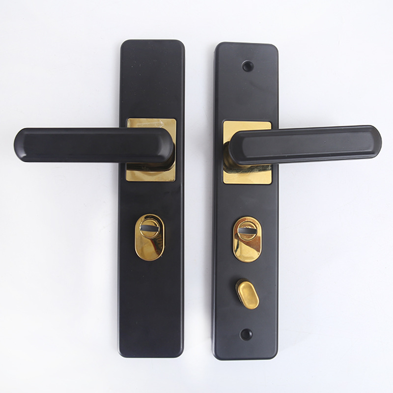 Încuietoare cu mâner din fier/aluminiu pentru uși interioare din lemn, ambidirețională, încuietoare de securitate