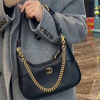 GG2026 Geantă din piele de vițel cu lanț pentru femei, formă de lună, cu un singur curea, crossbody versatilă