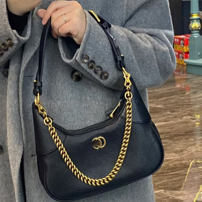 GG2026 Geantă din piele de vițel cu lanț pentru femei, formă de lună, cu un singur curea, crossbody versatilă