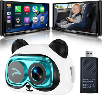 Cameră de monitorizare a bebelușului montată în mașină, cu CarPlay și proiecție pe ecran
