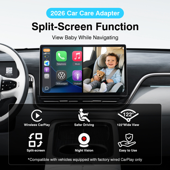 Cameră de monitorizare a bebelușului montată în mașină, cu CarPlay și proiecție pe ecran