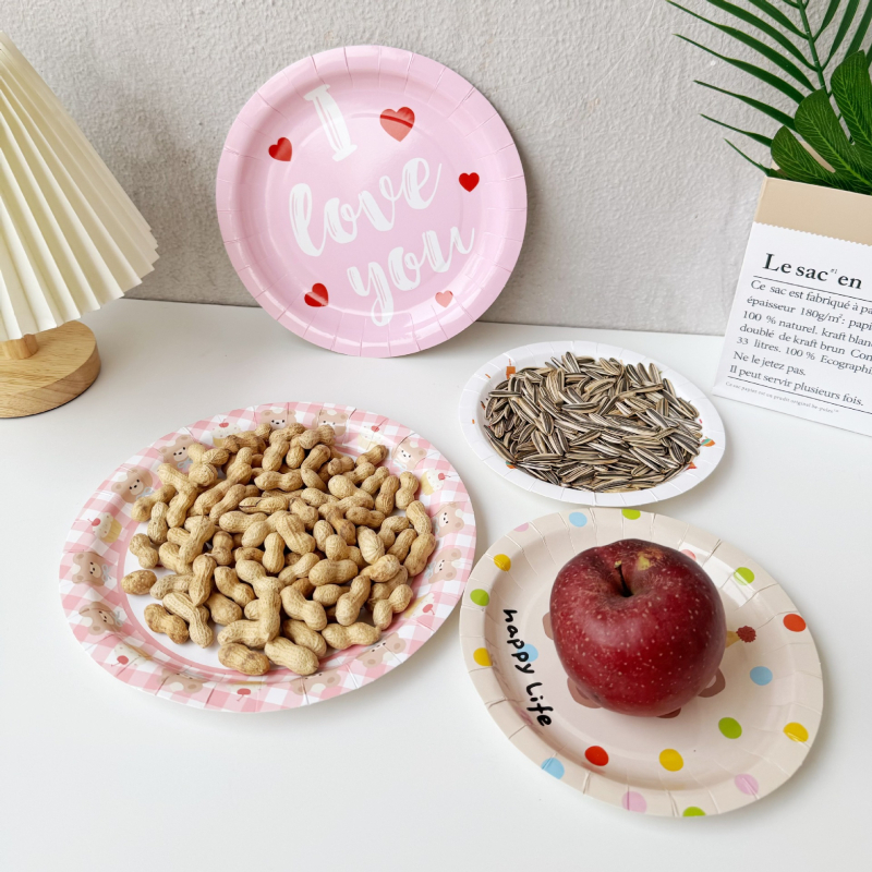 Farfurii de hârtie de unică folosință de 9 inch, design frunze de banană, rotunde, set de 10 bucăți