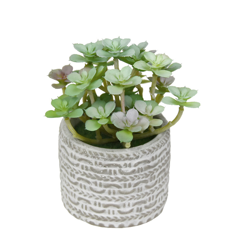 Planta suculentă artificială, 11 cm, cu frunze concave Sedum, plantă decorativă de birou din plastic
