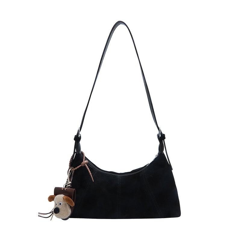 Geantă crossbody vintage din piele ceruită, formă de semilună, capacitate mare, texturată pentru femei, toamnă 2025