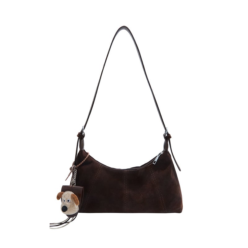 Geantă crossbody vintage din piele ceruită, formă de semilună, capacitate mare, texturată pentru femei, toamnă 2025