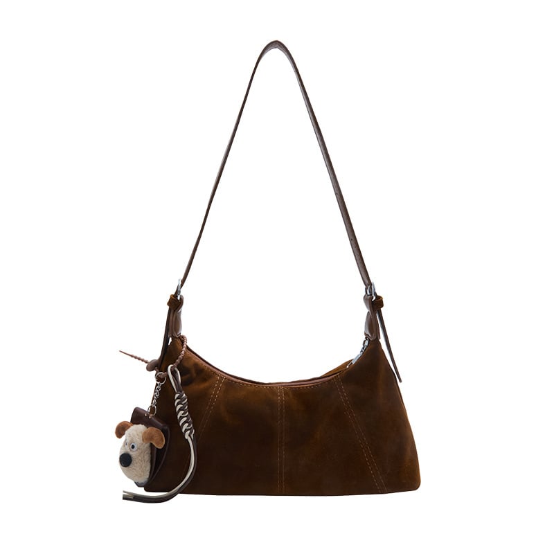 Geantă crossbody vintage din piele ceruită, formă de semilună, capacitate mare, texturată pentru femei, toamnă 2025