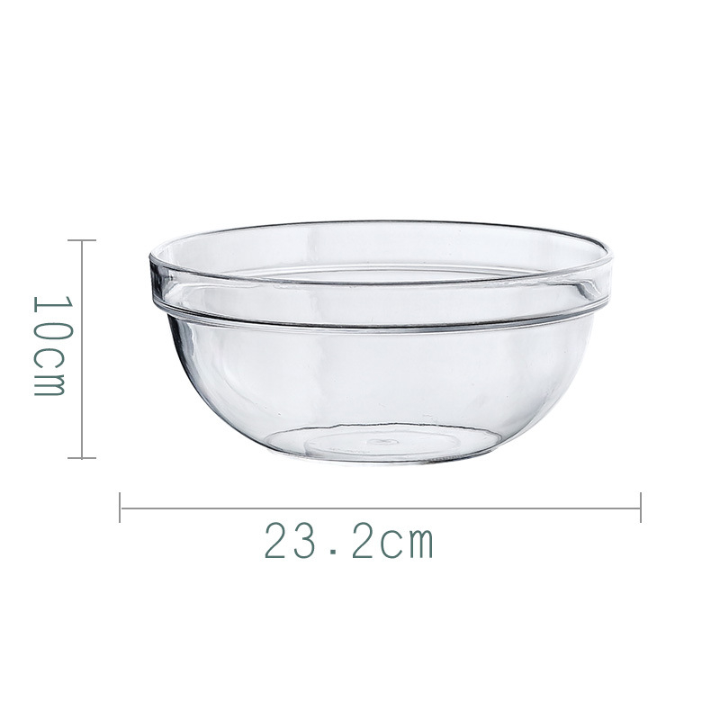 Vas rotund din acrilic, transparent, pentru salate, deserturi, gustări și fructe; potrivit pentru hoteluri și baruri.