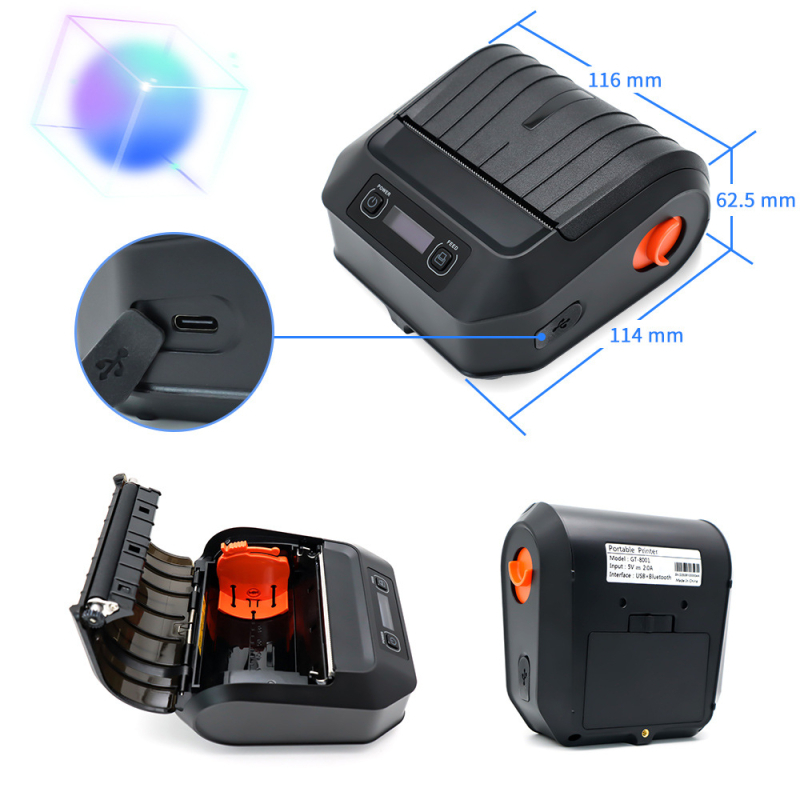 Imprimantă Bluetooth termică pentru etichete 80 mm – imprimantă portabilă pentru etichete de logistică supermarket și livrare expres