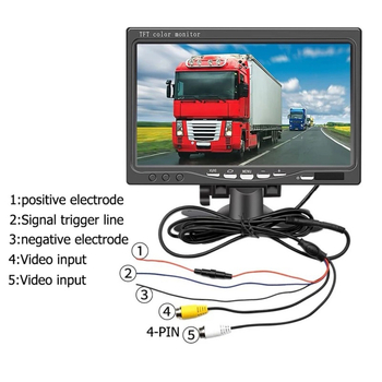 Monitor independent de vizualizare pentru recul, de 7 inch, pentru autobuze și camioane, cu cameră de mers înapoi încorporată