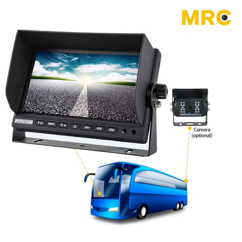 Monitor AHD de 7 inch pentru recul, monitorizare video HD pe 3 canale în unghi mort, PAL/NTSC sistem TV auto