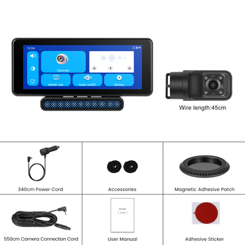 Monitor auto pentru bebeluși, 6,86 inch, PND, CarPlay wireless, afișaj central navigație, integrat