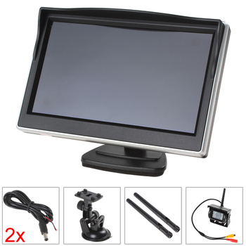 Monitor video încorporat wireless de 5 inch pentru mers înapoi și cameră retrovizoare cu infraroșu pentru camion