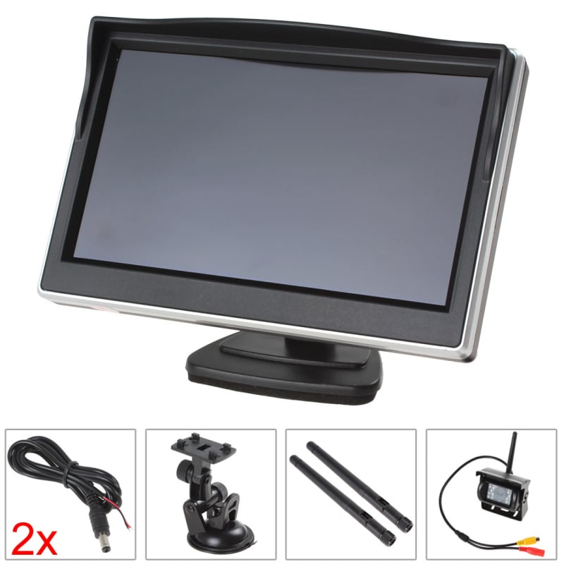 Monitor video încorporat wireless de 5 inch pentru mers înapoi și cameră retrovizoare cu infraroșu pentru camion