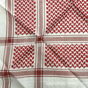 Șal bărbătesc jacquard vintage, roșu și alb, pătrat din bumbac