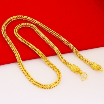 Colier masculin cu cap de dragon și coadă de vulpe pătrată, placat cu aur, accesorii de modă occidentală