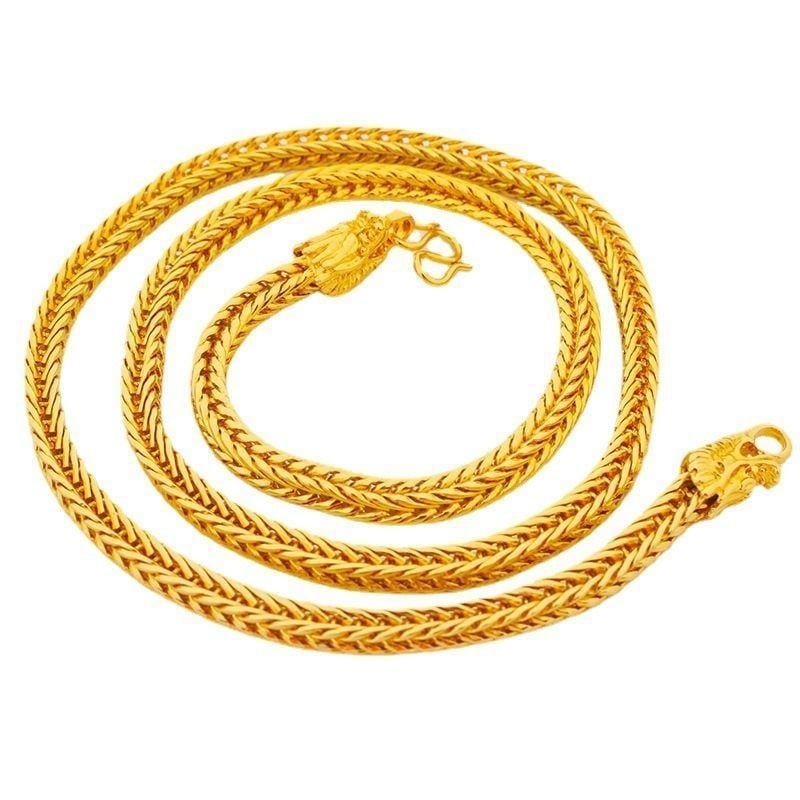 Colier masculin cu cap de dragon și coadă de vulpe pătrată, placat cu aur, accesorii de modă occidentală