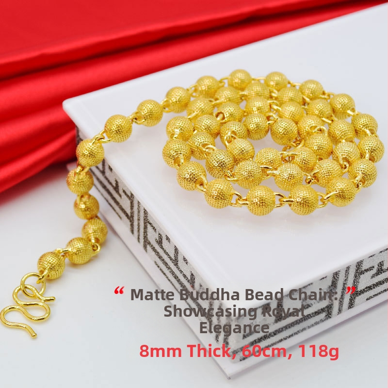 Náhrdelník Jin Yicheng Jewelry z pozlátených medených budhistických korálok, unisex, retiazka s korálkami, geometrický vzor