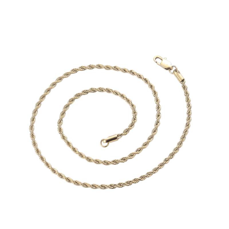 Colier din aur 14K, lanț răsucit, 3 mm, stil hip-hop, oțel inoxidabil