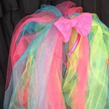 Voal de mireasă din plasă cu funda multicoloră, accesoriu pentru cap pentru nuntă