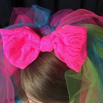 Voal de mireasă din plasă cu funda multicoloră, accesoriu pentru cap pentru nuntă