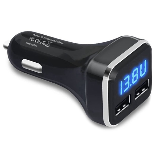 Încărcător auto din PC pentru telefon și monitor de baterie auto, negru – set de 2 bucăți