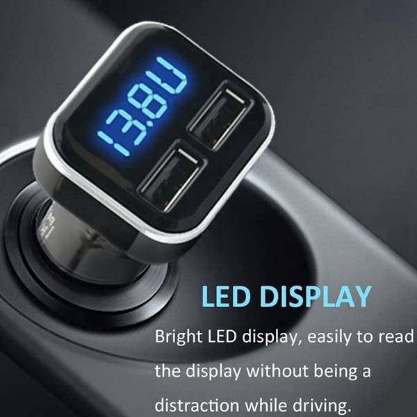 Încărcător auto din PC pentru telefon și monitor de baterie auto, negru – set de 2 bucăți