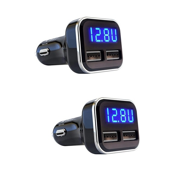 Încărcător auto din PC pentru telefon și monitor de baterie auto, negru – set de 2 bucăți