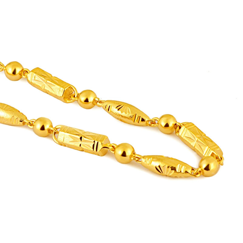 Colier bărbați, lanț gros, finisaj sand gold, design geometric, nu se decolorează, lungime 41-50 cm, potrivit pentru bărbați și femei