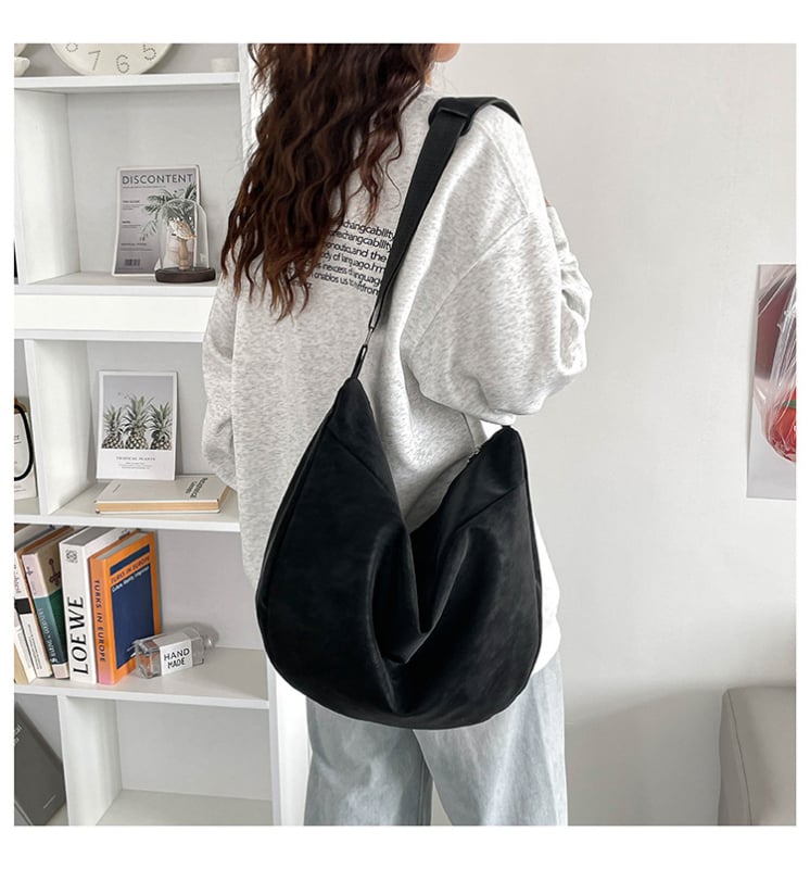 Geantă de umăr crossbody pentru femei, finisaj premium, culoare solidă, design minimalist, inspirat de Harajuku japonez