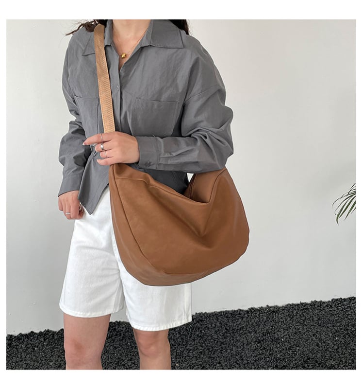Geantă de umăr crossbody pentru femei, finisaj premium, culoare solidă, design minimalist, inspirat de Harajuku japonez