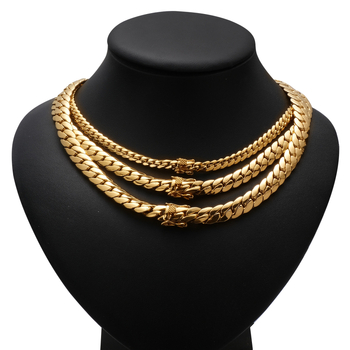 Lanț Cuban din alamă placat cu aur 18K pentru bărbați, lanț scurt pentru claviculă, unisex, stil european și american, JMTB, lungime 51–80 cm, lățime 6/8.8/9.6 mm