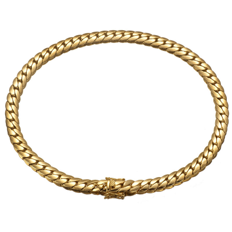 Lanț Cuban din alamă placat cu aur 18K pentru bărbați, lanț scurt pentru claviculă, unisex, stil european și american, JMTB, lungime 51–80 cm, lățime 6/8.8/9.6 mm