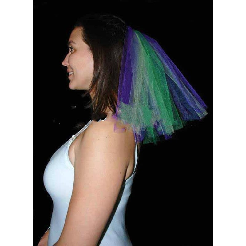 Voal de mireasă din plasă multicolor, stil catedrală, accesoriu pentru cap