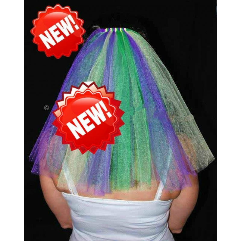 Voal de mireasă din plasă multicolor, stil catedrală, accesoriu pentru cap