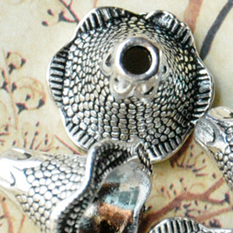 Componente ceramice pentru bijuterii Jingdezhen – Capac de floare din argint antic/bronz antic, accent cu floare trompetă, componentă pentru colier, personalizabil
