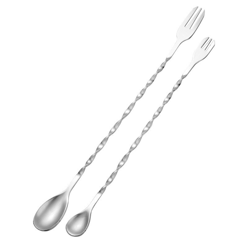 Lingură de bar din oțel inoxidabil, 32 cm lungime, pentru cocktailuri și ceai cu lapte