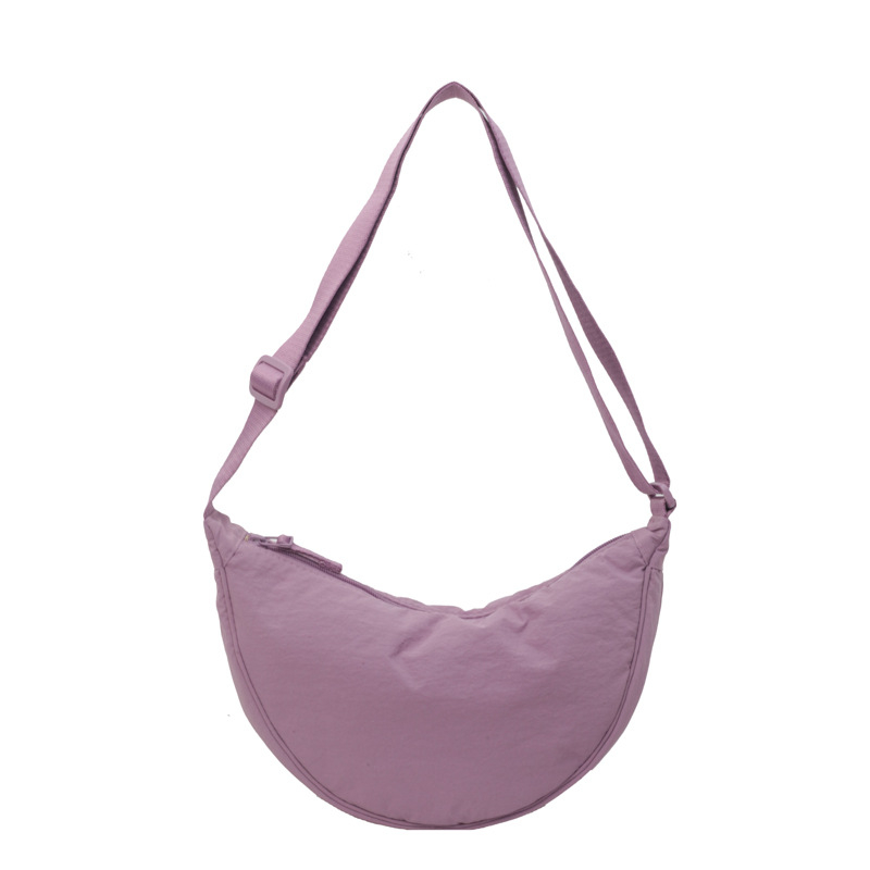 Geantă de umăr crossbody pentru femei, dumpling, mică, din nylon, culoare solidă