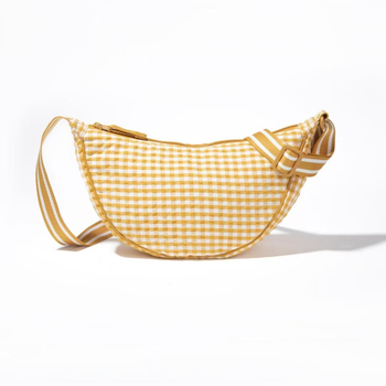 Geantă de damă în stil japonez retro, imprimeu pătrat și formă de dumpling, geantă de umăr/crossbody pentru uz zilnic