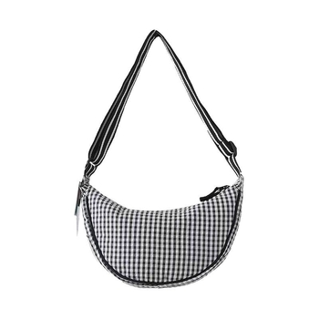 Geantă de damă în stil japonez retro, imprimeu pătrat și formă de dumpling, geantă de umăr/crossbody pentru uz zilnic
