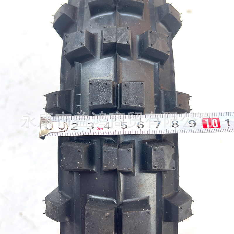 Set de roți pentru motocicletă off-road, pneu 90/100-14, jantă din oțel cu dinți înalți, tambur negru la ax, 12/15 mm