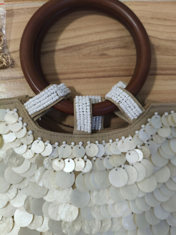 Geantă de mână lucrată manual din scoică pentru femei, geantă de seară în stil zână, accesoriu unic pentru ocazii speciale