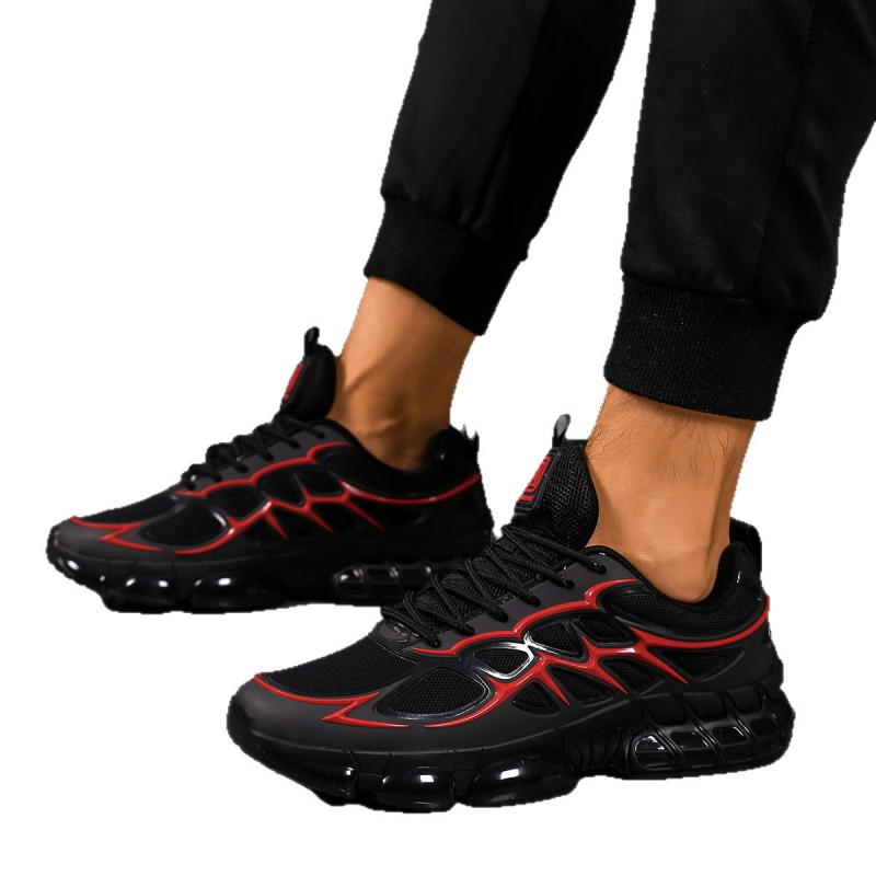 Pantofi sport casual pentru bărbați, colecția primăvară-toamnă 2025, negri, mărime mare, pantofi cu înălțare