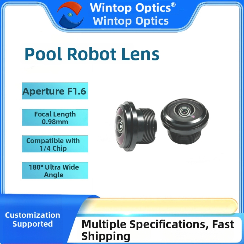 Ultraširokouhlý objektív M12 s ohniskovou vzdialenosťou 0,98 mm a clonou F1,6 pre 1/4-palcový čip, zorné pole 180°